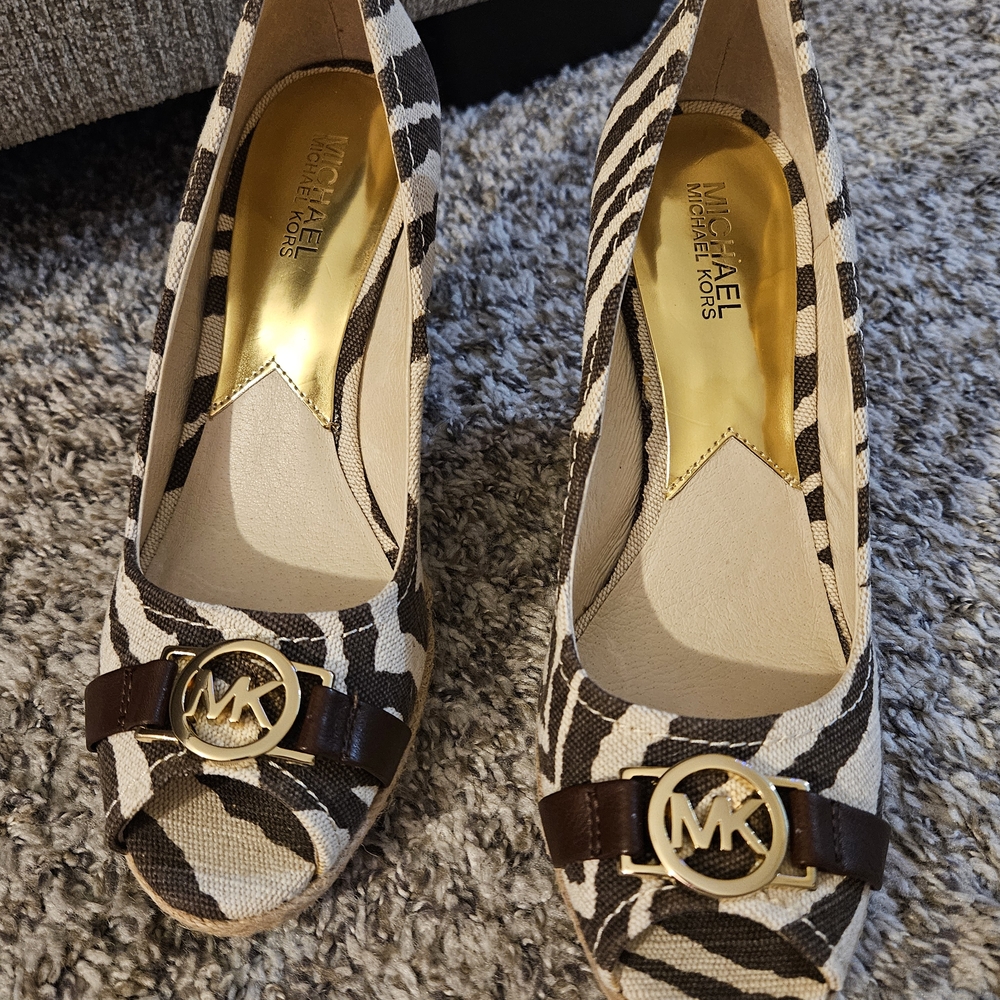 Michael Kors Zebra Print Wedge Shoes